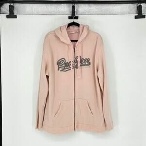 Vintage Ron Jon Surf Shop Pale Pink Logo Zip Front Hoodie - Size L - Beach Y2K